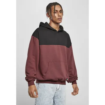 Pánská móda Upper Block Hoody cherry/blk Urban Classics tmavě červená 2544594
