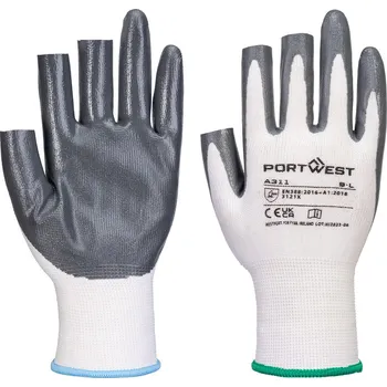 Pracovní rukavice Nitrilové rukavice bez 3 prstů (12 PÁRŮ) Bílé/Šedé vel. M