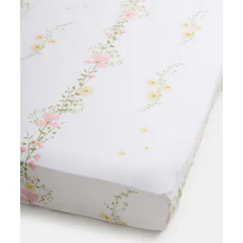Prostěradlo Sinsay - Bavlněný prostěradlo s gumou a květinovým motivem - krémová - 072HJ-01X - 072HJ-01X-ONE