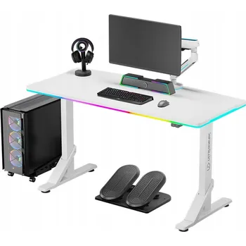 Nábytek Ultradesk ULTRADESK Herní stůl IRON WHITE, 132,5 x 60,5 cm, 71-81 cm