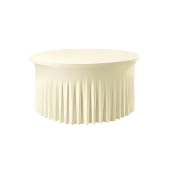 Napínací potah TENTino Elastický ubrus SKIRTING na kulatý stůl 180 cm Barva ubrusu: KRÉMOVÁ / IVORY