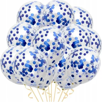 Balónek Průhledný balónek s modrými konfetami - 10 ks