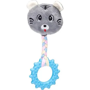 Hračka pro psa Plyšová hračka Nobleza - Tiger s kousátkem 21 cm Barva: Šedá
