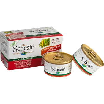 Krmivo pro psa Schesir Dog Multipack - kuřecí s hovězím 4x85g