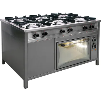 Sporák EGAZ Plynový gastronomický sporák 6-hořákový s elektrickou troubou, 1330x900x850 mm, 35,6 kW | EGAZ, TG-632/PKE-1