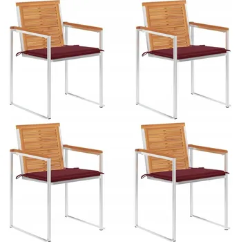 VidaXL Zahradní židle s polštáři, ks 4 kusů, masivní akáciové dřevo