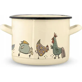 Velký smaltovaný Hrnec na indukční plyn Silesia Kurki smetana 7,5 l 24 cm