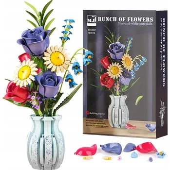 ostatní stavebnice STAVEBNICE 787 DÍLŮ KYTICE KVĚTŮ RŮŽE CHRYZANTÉMY KONVALINKY