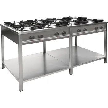 Sporák EGAZ Plynový gastronomický sporák 8-hořákový, 1760x900x850 mm s policí, 45 kW | EGAZ, TGP-845.III