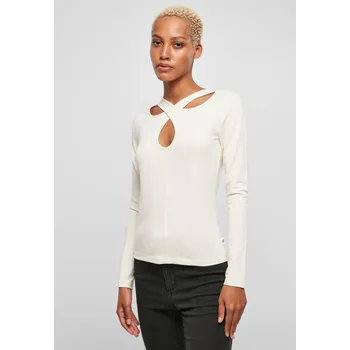 Dámská košile Ladies Crossed Cut Out Longsleeve whitesand Urban Classics bílá 2540936