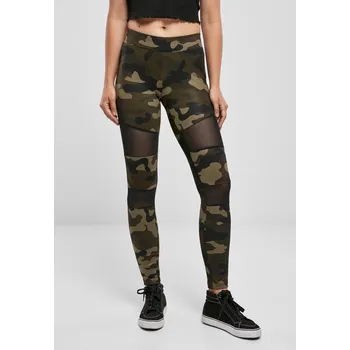Dámské oblečení Dámské legíny Camo Tech Mesh woodcamo/blk Urban Classics černá 2539024