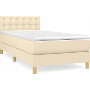 Postel Kontinentální postel krémová 203 x 80 x 78/88 cm s matrací 80 x 200 x 20 cm