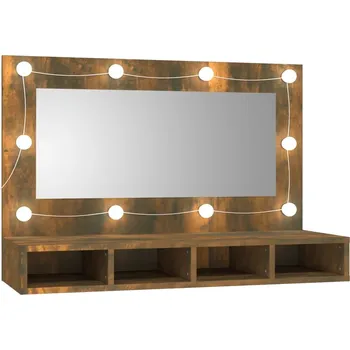 Koupelnový nábytek Koupelnová skříňka VidaXL se zrcadlem LED, dub divoký/bílá, 90x31,5x62 cm