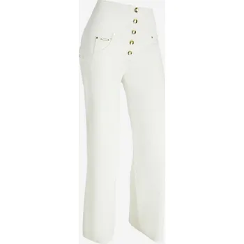 Dámské oblečení Freddy kalhoty WR.UP SNUG v bílé barvě, reálné kapsy, vysoký pas na knoflíčky, velmi široké nohavice Vybraná velikost: S