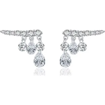 Náušnice B-TOP Stříbrné peckové náušnice se zirkony ve tvaru kapky – Stříbro 925