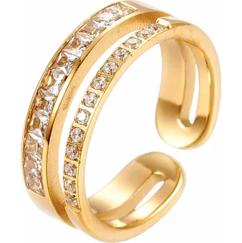 Prsten Dámský ocelový prsten Laura gold 58 mm (US 9)