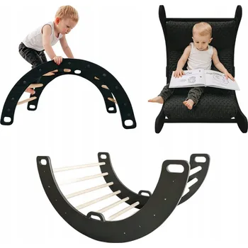 Dětská houpačka Sladké dřevěné Houpačka černé