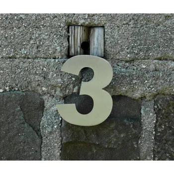 Domovní číslo Nerezové domovní číslo 3 se závitem - Arial Velikost: 10 cm