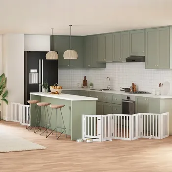 klec pro psa VidaXL Zábrana pro psy s dvířky skládací 9 panelů bílá 450 cm topol