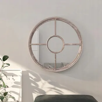 Zrcadlo ZRCADLO DO INTERIÉRU PÍSKOVÁ BARVA 40X4CM KULATÉ ŽELEZNÉ