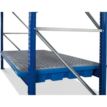 Dílenský regál Regálová vana z plastu k umístění na traverzy, zinkovaný mřížový rošt, pro police o šířce 1825 mm