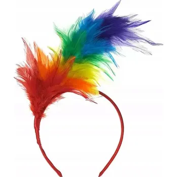 Čelenka Plyšová duhová čelenka s peříčky