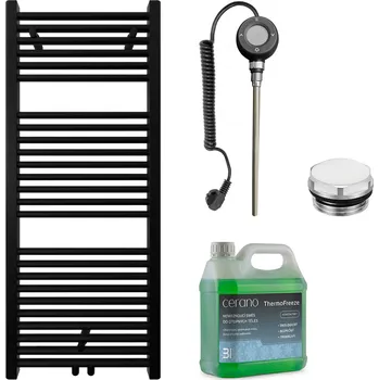 Radiátor CERANO - Koupelnový elektrický radiátorový set Lincoln - WIFI - 300W - černá matná - 1200x500 mm