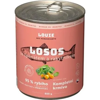 Krmivo pro koně Louie Dog konz. Losos s rakyt.špenátem,prebiotiky 800g