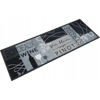 Koberec Kuchyňský koberec s motivem vína, šedý, 60x180 cm, sametový