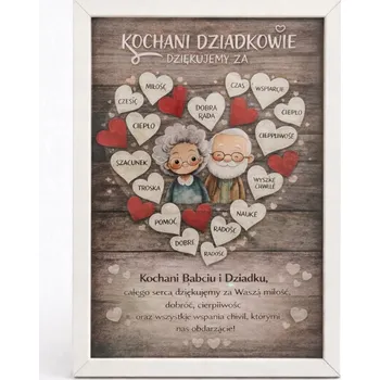 Obraz Poděkování rámeček pro babičku a dědečka. Dárek k svátku babičky a dědečka