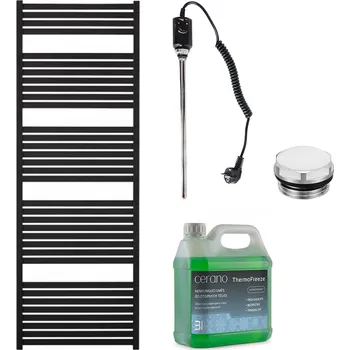 Radiátor CERANO - Koupelnový elektrický radiátorový set Vincenzo - 600W - černá matná - 1690x600 mm