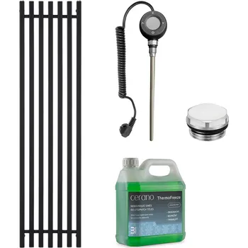 Radiátor CERANO - Koupelnový elektrický radiátorový set Francesco - WIFI - 900W - černá matná - 1500x390 mm