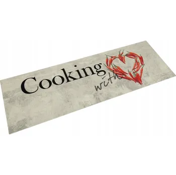 Koberec Kuchyňský koberec, nápis vaření a papričky , 60x180 cm, samet