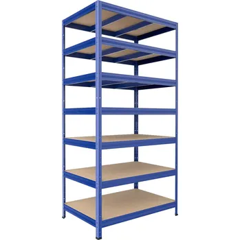 Dílenský regál Kovový regál do dílny Biedrax 35 x 75 x 210 cm, modrý - 7 polic MDF, 300 kg