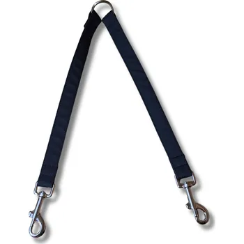 Vodítko pro psa Softshellová rozdvojka pro dva psy - velká plemena - ČERNÁ, 0,3 m, Karabiny 90 mm - pro velká plemena - černá