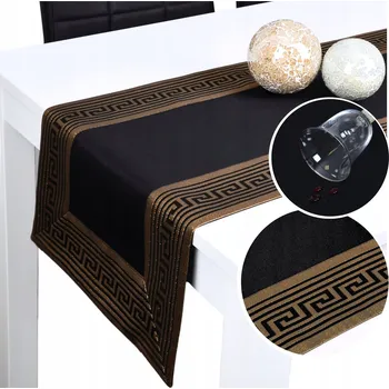 Prostěradlo Běžec na stůl černý, zlatý 100 x 50 cm