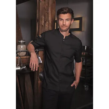 Gastro oděv KARLOWSKY Kuchařská bunda s krátkými rukávy Green-Generation, z udržitelného materiálu, 72 % recyklovaný polyester s certifikátem GRS / 28 % konvenční bavlna Barva: Černá, Velikost: 58