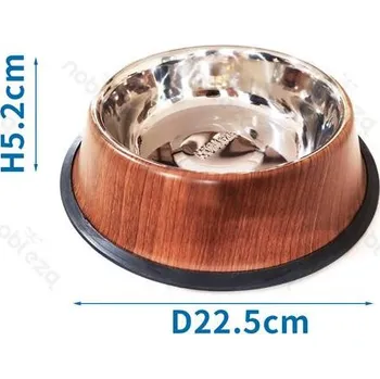Miska pro psa Nerezová miska Nobleza M - dřevěný design