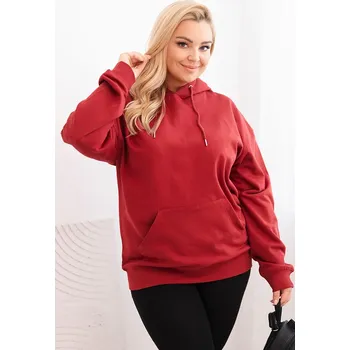 Dámská mikina Dámská mikina s kapucí a klokaní kapsou Plus Size z bavlny/BARVY Barva: Bordó, Velikost: XXL