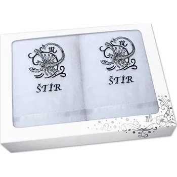 Ručník Luxusní dárková sada ručník + osuška Znamení Štír bílá/šedá