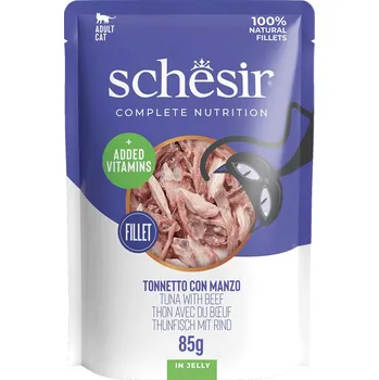 Krmivo pro kočku Schesir Cat C&B Wet Adult - Tuniak a hovädzie v želé kapsička 85g