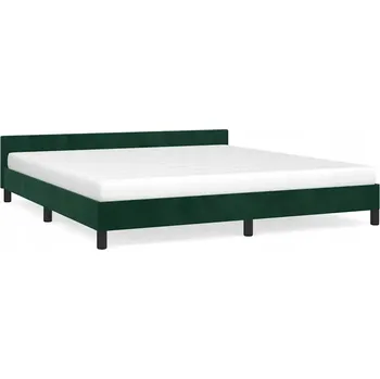 Postel Rám postele s čelem, sametový, tmavě zelený, 207 x 186 x 50 cm
