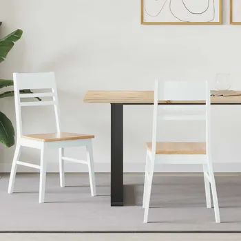 Jídelní židle 2 pcs Bílá 43 x 54 x 89 cm Masivní gumové dřevo