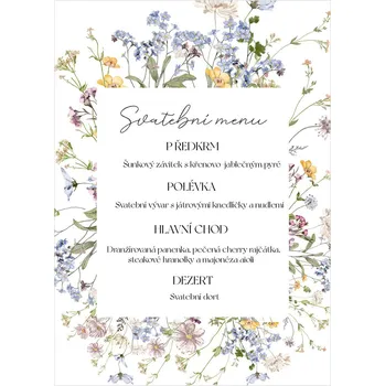 Svatební dekorace Svatební menu 358