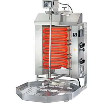 Kuchyňský gril POTIS Elektrický gril na kebab/gyros, 1 topné pole, zátěž 15 kg, 400V, 4,5 kW, 500x450x795 mm, nádoba na tuk 500x500 mm | POTIS, E1-S