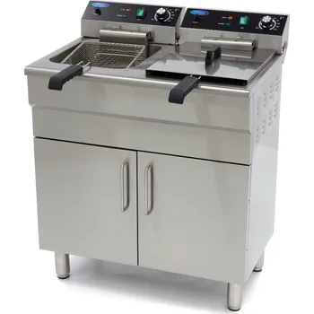 fritéza Maxima Fritéza - 2 x 16 l - 2 koše - s vypouštěcím kohoutem a stojanem - 230 V | Maxima, 09365158