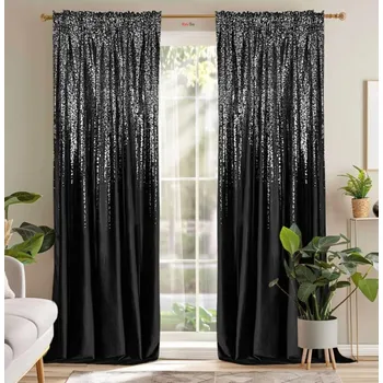 Fliying Sametový závěs Kamila 140x250 cm, černý/stříbrný(cena za 1 kus)