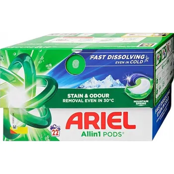 Kapsle na praní PRACÍ KAPSLE MOUNTAIN SPRING STAIN&ODOUR ALL IN1 PODS ARIEL 22 KS