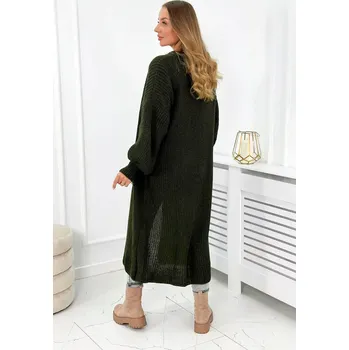 Dámský svetr Svetr dlouhý kardigan khaki UNI