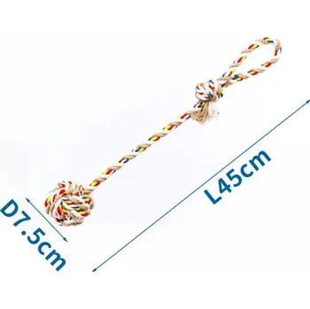 Hračka pro psa Bavlněné lano s míčkem Nobleza - 45 cm (béžové)